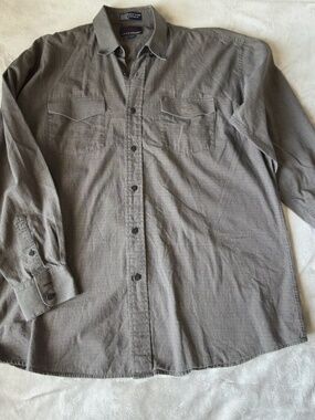 Lucchese 1883 Men's Western Shirt Size L Gray Plaid Long Sleeve Snap Pockets